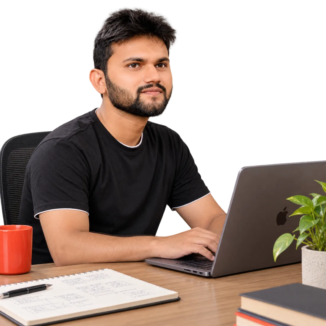 Abhishek Yadav, principal engineer at AY7 Technologies, working at his desk.
